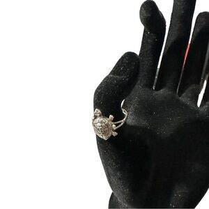 Signed SE 925 19mm Figural Turtle Poison Pill Ring Size 7 Good Luck Protection